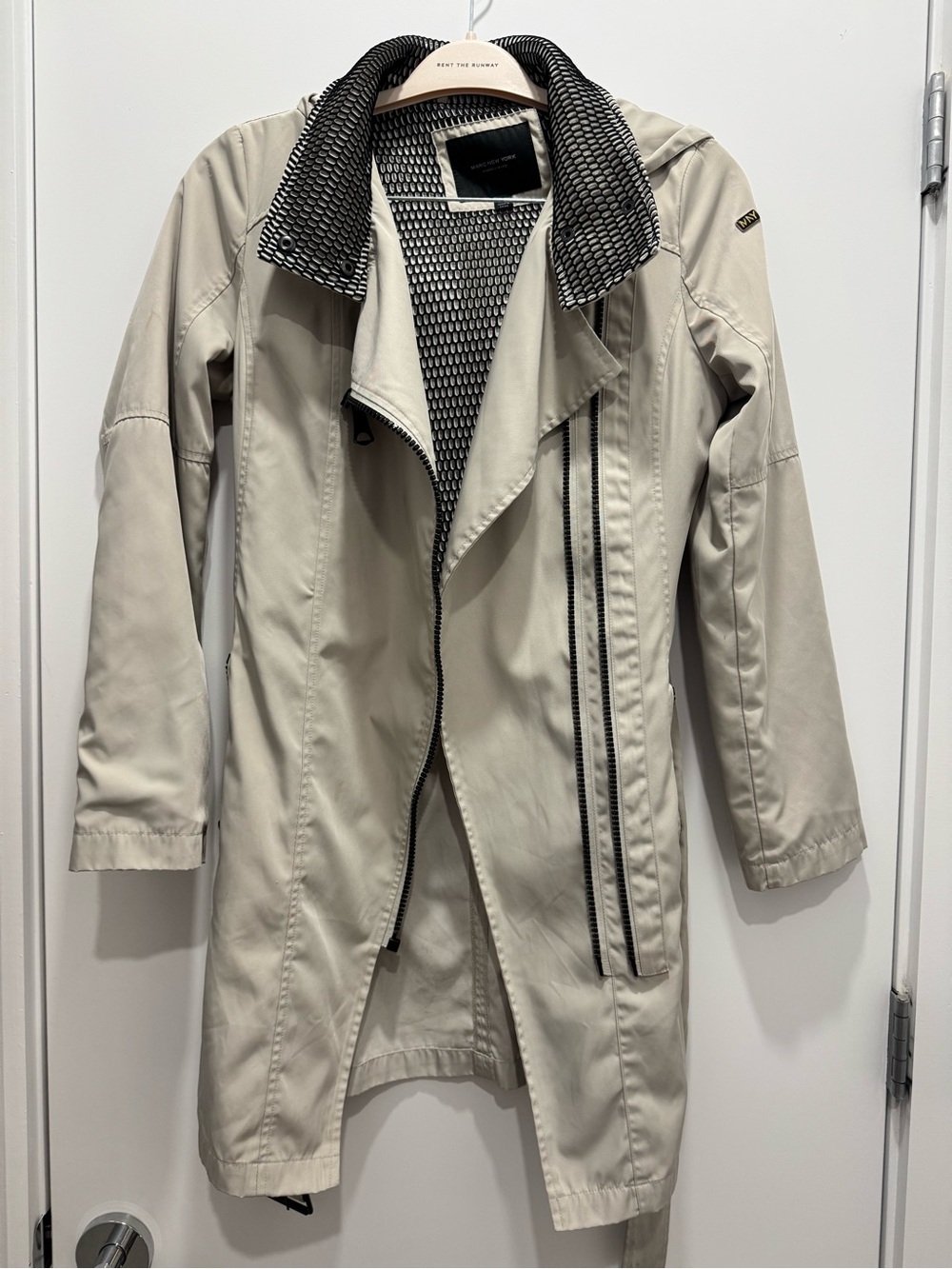 Light Beige Trench Coat with Black Trim